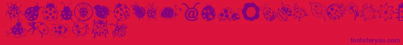 LadybugDings-Schriftart – Violette Schriften auf rotem Hintergrund