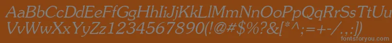 Agsou16-fontti – harmaat kirjasimet ruskealla taustalla