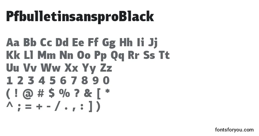 A fonte PfbulletinsansproBlack – alfabeto, números, caracteres especiais