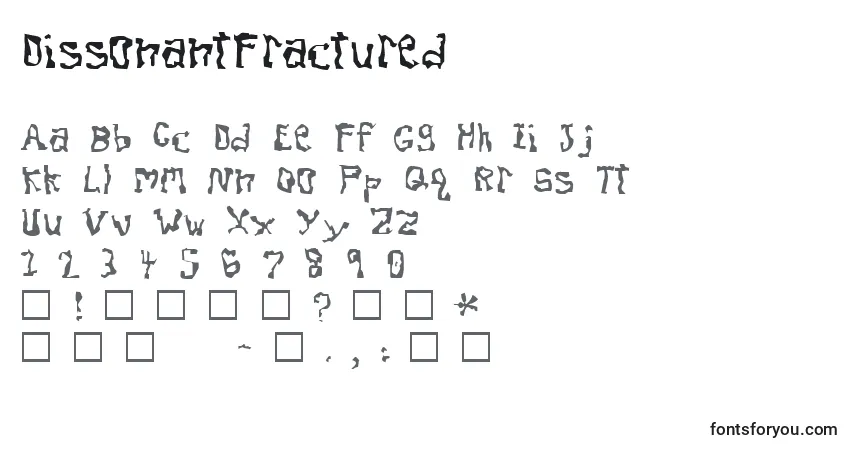 A fonte DissonantFractured – alfabeto, números, caracteres especiais
