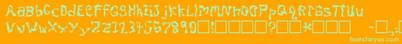 Fonte DissonantFractured – fontes verdes em um fundo laranja