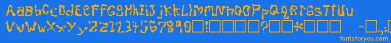 フォントDissonantFractured – オレンジ色の文字が青い背景にあります。