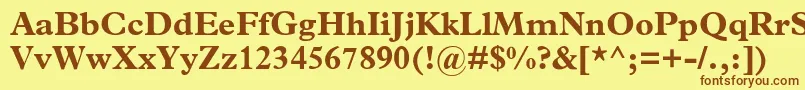 フォントMplantinBold – 茶色の文字が黄色の背景にあります。