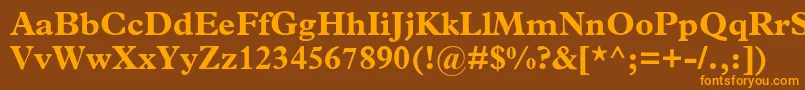 フォントMplantinBold – オレンジ色の文字が茶色の背景にあります。