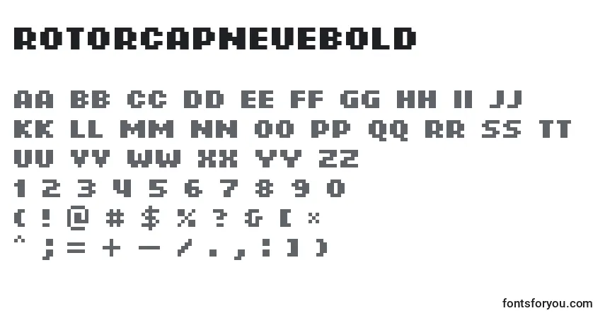 A fonte RotorcapneueBold – alfabeto, números, caracteres especiais