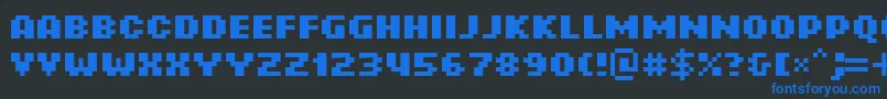 フォントRotorcapneueBold – 黒い背景に青い文字