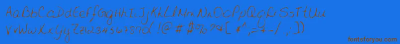 フォントLehn141 – 茶色の文字が青い背景にあります。