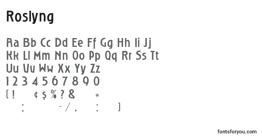 Schriftart Roslyng – Alphabet, Zahlen, spezielle Symbole