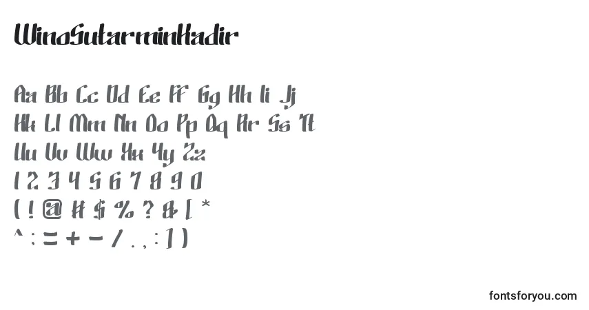 Fuente WinoSutarminKadir - alfabeto, números, caracteres especiales