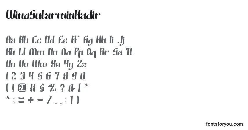 WinoSutarminKadir-fontti – aakkoset, numerot, erikoismerkit