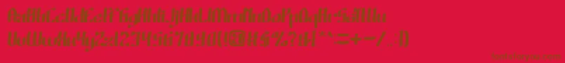 WinoSutarminKadir-Schriftart – Braune Schriften auf rotem Hintergrund