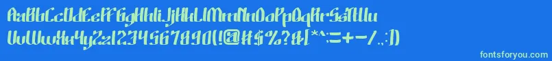 Czcionka WinoSutarminKadir – zielone czcionki na niebieskim tle