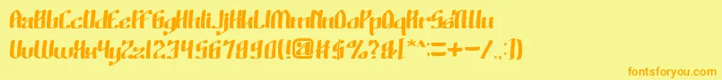 フォントWinoSutarminKadir – オレンジの文字が黄色の背景にあります。