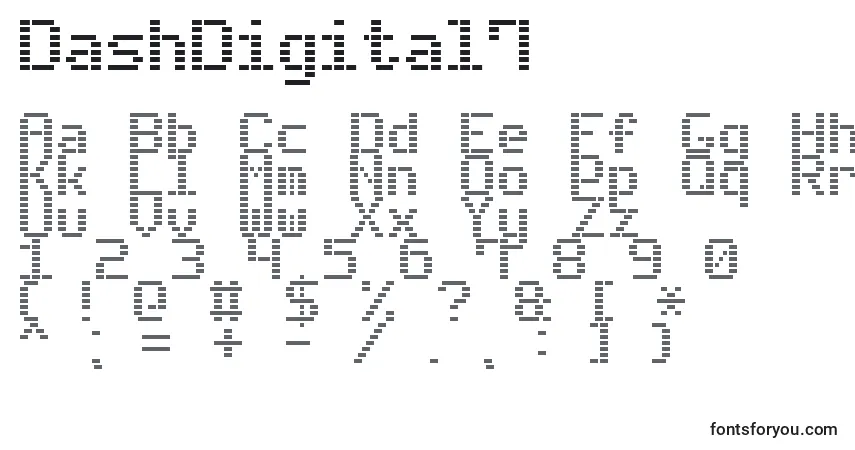 Schriftart DashDigital7 – Alphabet, Zahlen, spezielle Symbole