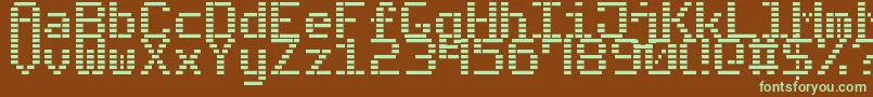 Czcionka DashDigital7 – zielone czcionki na brązowym tle