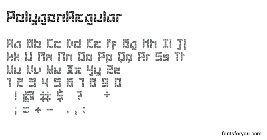 Czcionka PolygonRegular – alfabet, cyfry, specjalne znaki