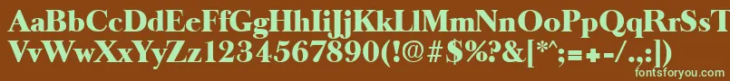 フォントOldbaskervilleHeavy – 緑色の文字が茶色の背景にあります。