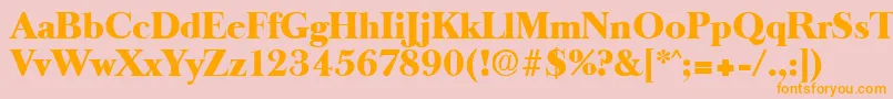 OldbaskervilleHeavy-Schriftart – Orangefarbene Schriften auf rosa Hintergrund