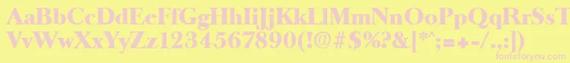Fonte OldbaskervilleHeavy – fontes rosa em um fundo amarelo