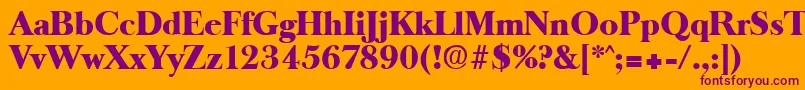OldbaskervilleHeavy-fontti – violetit fontit oranssilla taustalla