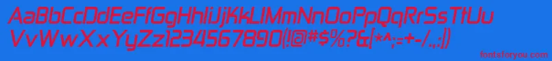 Шрифт ZektonrgBolditalic – красные шрифты на синем фоне