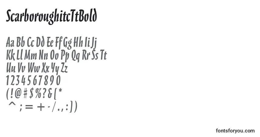 Czcionka ScarboroughitcTtBold – alfabet, cyfry, specjalne znaki