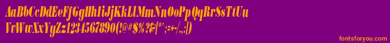 BodoniultraflfcondItalic Font – Orange Fonts on Purple Background