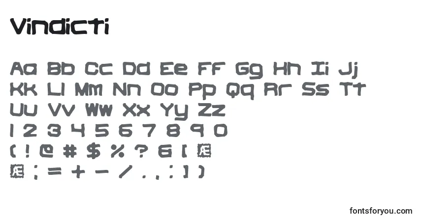 Czcionka Vindicti – alfabet, cyfry, specjalne znaki