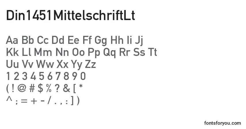 Шрифт Din1451MittelschriftLt – алфавит, цифры, специальные символы