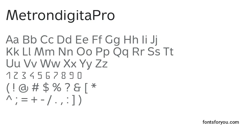 Schriftart MetrondigitaPro – Alphabet, Zahlen, spezielle Symbole