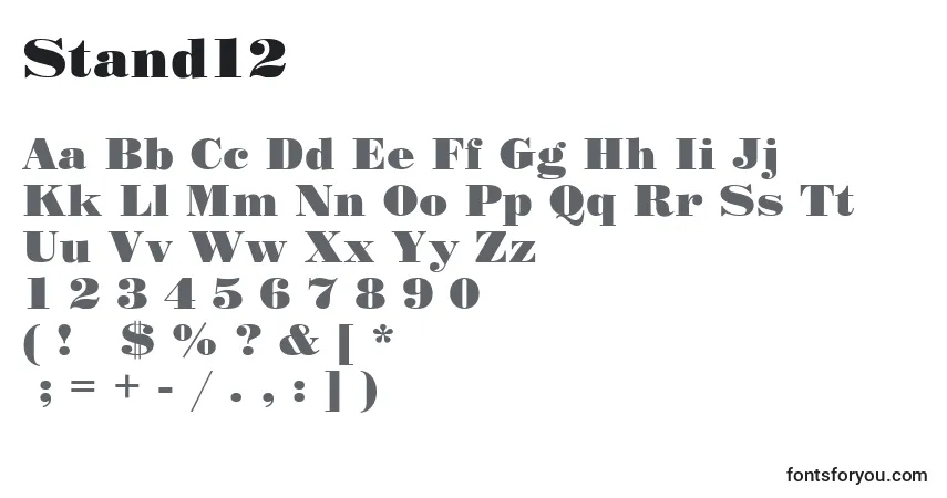 Czcionka Stand12 – alfabet, cyfry, specjalne znaki