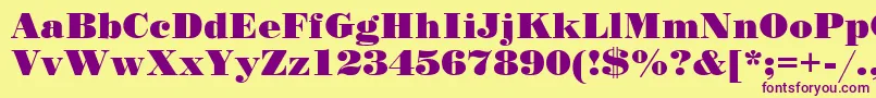 Stand12-fontti – violetit fontit keltaisella taustalla