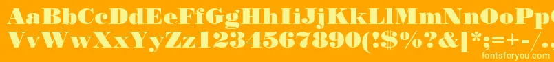 Stand12-Schriftart – Gelbe Schriften auf orangefarbenem Hintergrund