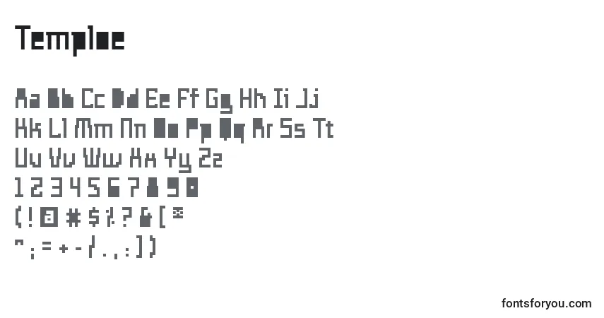 Fuente Temploe - alfabeto, números, caracteres especiales