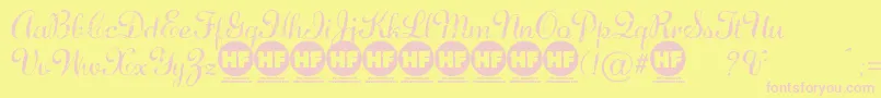 DiamondDustPersonalUseOnly-fontti – vaaleanpunaiset fontit keltaisella taustalla