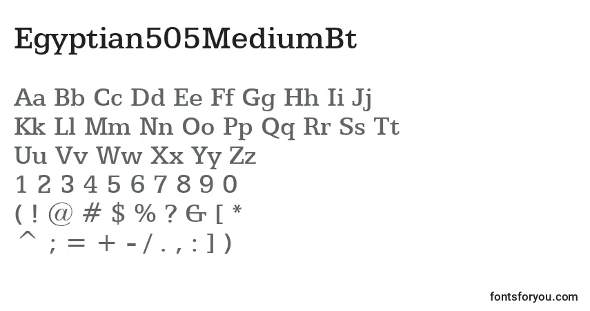 A fonte Egyptian505MediumBt – alfabeto, números, caracteres especiais