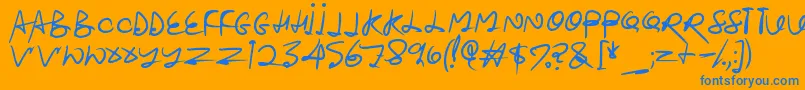 Stroketastic-Schriftart – Blaue Schriften auf orangefarbenem Hintergrund
