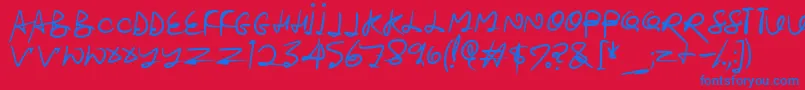 フォントStroketastic – 赤い背景に青い文字