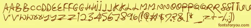 Stroketastic-Schriftart – Braune Schriften auf gelbem Hintergrund