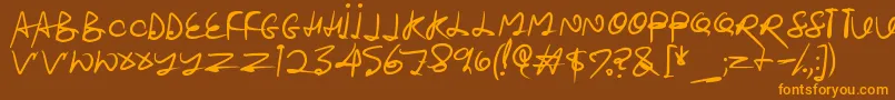 Stroketastic-Schriftart – Orangefarbene Schriften auf braunem Hintergrund