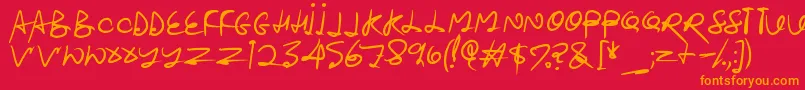 Stroketastic-Schriftart – Orangefarbene Schriften auf rotem Hintergrund