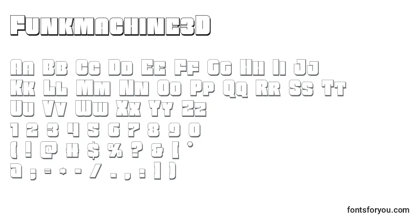A fonte Funkmachine3D – alfabeto, números, caracteres especiais