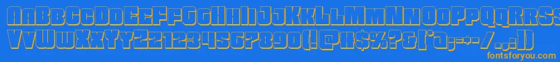 Funkmachine3D Font – Orange Fonts on Blue Background