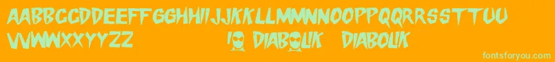 Подробнее о шрифте DangerDiabolik Шрифт DangerDiabolik – зелёные шрифты на оранжевом фоне