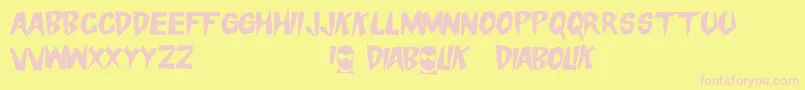 DangerDiabolik-fontti – vaaleanpunaiset fontit keltaisella taustalla