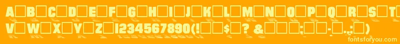 Weitere Informationen zur WharmbyRegular-Schriftart WharmbyRegular-Schriftart – Gelbe Schriften auf orangefarbenem Hintergrund