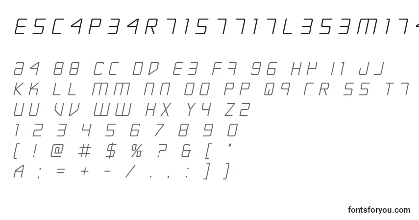 A fonte Escapeartisttitlesemital – alfabeto, números, caracteres especiais