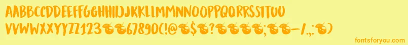 フォントDkMandarinWhispers – オレンジの文字が黄色の背景にあります。