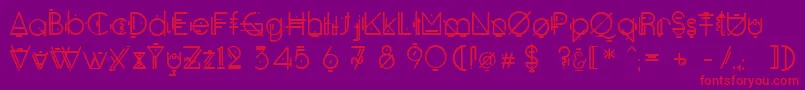 Oko-Schriftart – Rote Schriften auf violettem Hintergrund