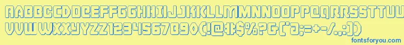 Więcej informacji o czcionce Cyborgroosterout Czcionka Cyborgroosterout – niebieskie czcionki na żółtym tle